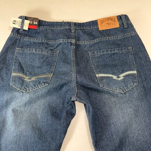 Vtg SOUTHPOLE JEANS MENS 40 34 RELAXED FIT DARK SAND BLUE NWT Y2K Hip Hop Retro - Picture 1 of 12